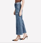 Frame wide leg high waist braided rough hem cropped dark wash jeans 29 — photo 6