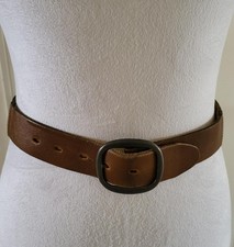 VTG 90's Brown Woven Textured Leather Western Style Belt 1.5" Wide SZ 28