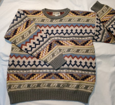 Vintage 90s Coogi Style Multicolour Knit Sweater 100 Alpaca Wool