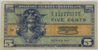 Five Cents Military Payment Certificate (MPC), Series 521 — photo 8