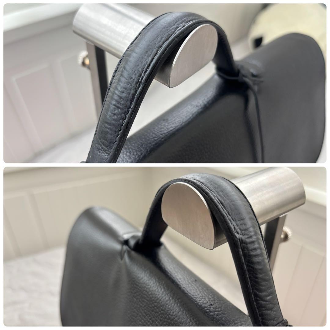 HERMES Sac a Depeches 38 Black Leather Briefcase Business Bag P