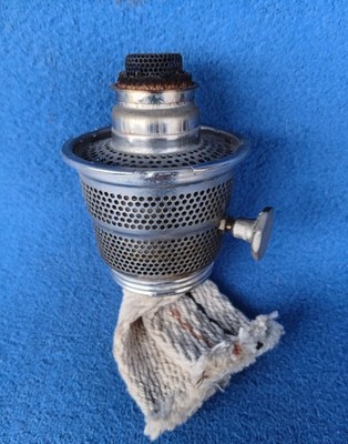 Aladdin Lamp Burner B-165 Oil ~Nickel Silver Button Hex Knob Original Vtg Part