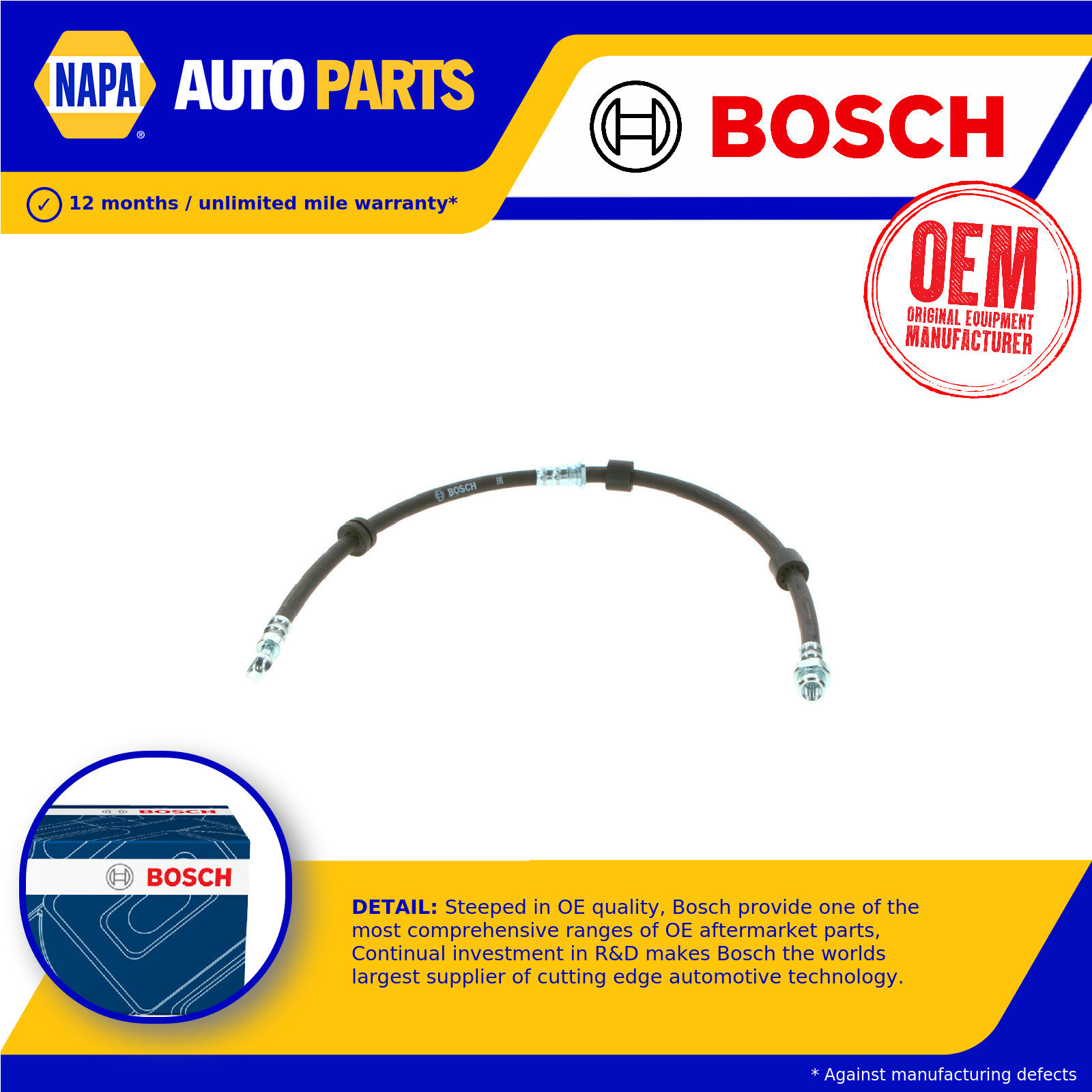 Brake Hose Front Right 1987481A79 Bosch Hydraulic 4650B728 BH1969 Quality New