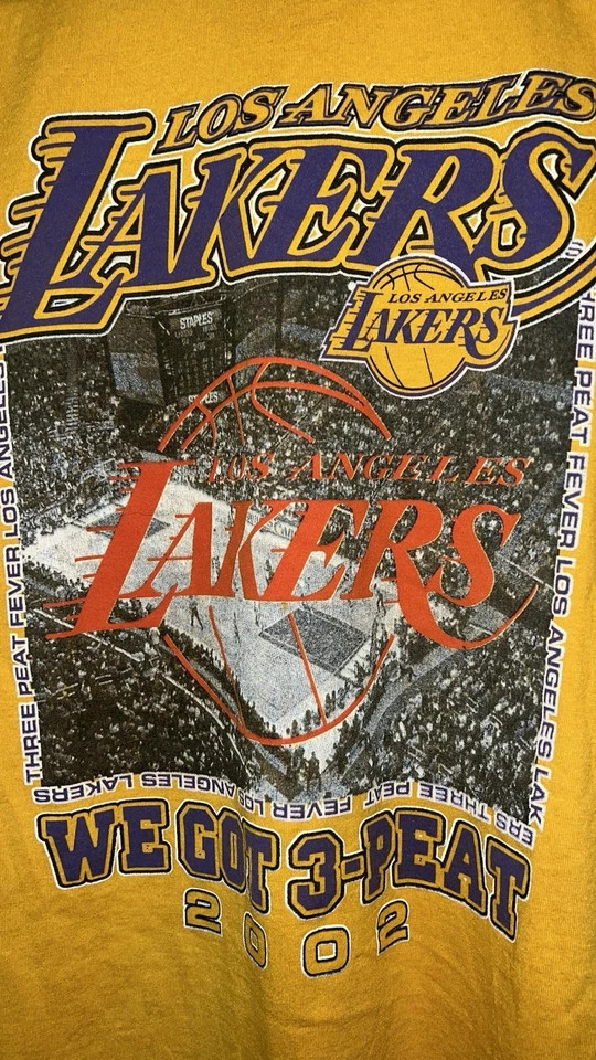 CAMISETA GRANDE VINTAGE 2002 KOBE BRYANT SHAQ LAKERS CAMPEONES DE LA NBA 3 TURBAS Foto 4 de 4