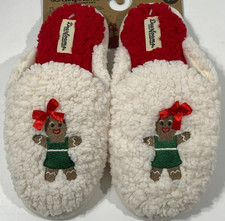 DEARFOAMS Womens SZ L 9-10Christmas Gingerbread Girl Slippers NEW