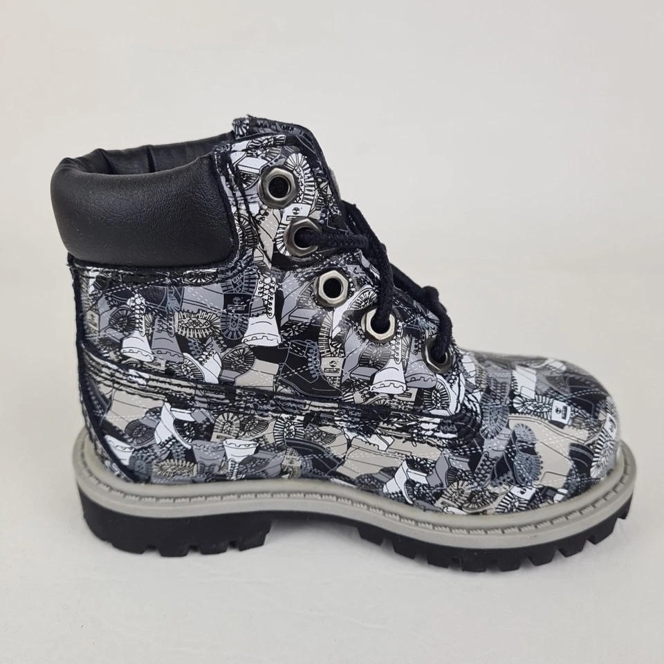 🚨 Botas informales Timberland 6 pulgadas clásicas 20866 para niños pequeños al aire libre cuero negro talla 9 Foto 3 de 4