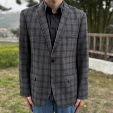 Paisley & Gray Blazer Jacket Mens 44R Notch Slim Plaid Windowpane Sport Coat