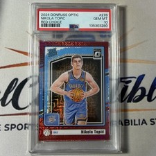 Nikola Topic 2024-25 Optic #278 Rated Rookie Red Choice /88 Thunder PSA 10