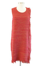 Holding Horses Anthropologie Fringed Sweater Dress Size S Red Beige Knit Fringe