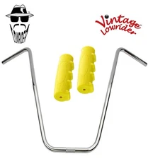 Original Lowrider 24" 22.2 D Handlebar Chrome 0214 120mm Grips Solid/Yellow