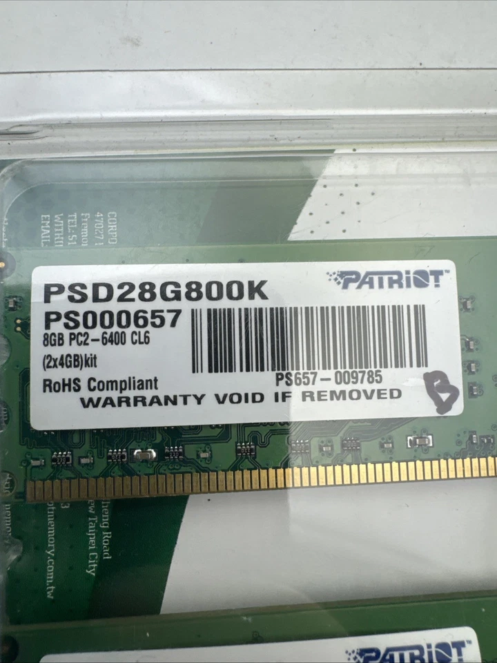 Patriot 8GB (2x4GB) DDR2-800 PC2-6400 CL6 Desktop RAM Kit PSD28G800K - Image 2 of 2