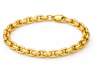 Italienisches 1/200 14K Gelbgold Overlay Anker Kabel Kubanisches Gliederarmband Kette Herren