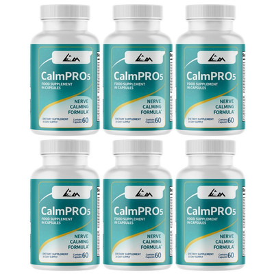 CalmPro 5 Nerve Support Pills, Calming Formula Supplement - 6 Bottles