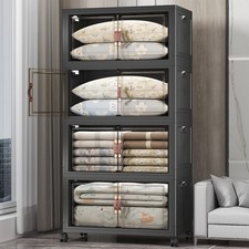 UAMFURI Extra Large Stackable Storage Bins with Lids & Wheels & Door Containers