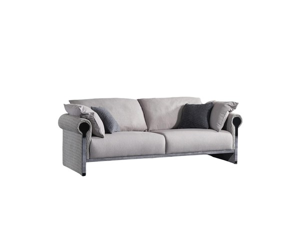 Graues Holz-Textil 3-Sitzer Sofa Modern Und Elegant-image
