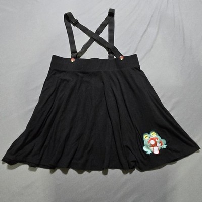 Hot Topic Skater Skirt Suspender Frog Mushroom large Skater Punk Grunge Goth