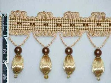 2.5" Unique Tassel Fringe Trim Ball Bead Gold Per Yard