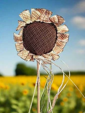 Primitive/Farmhouse Handmade Homespun Sunflower Stems 16”x6"