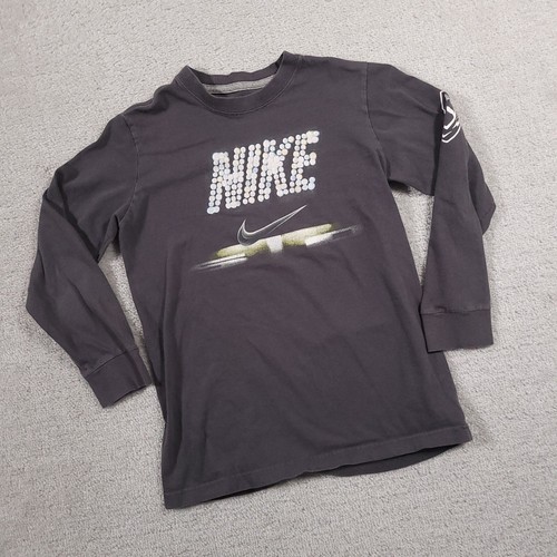 Nike Shirt Boys Small Gray Big Logo Swoosh Youth Graphic Football Long Sleeve - Picture 2 of 8