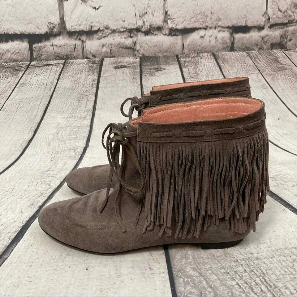 Botas Alexandra Neel Femininas 6.5 EUA 36.5 UE Cinza Franja Couro Mocassim Boho - Imagem 4 de 4