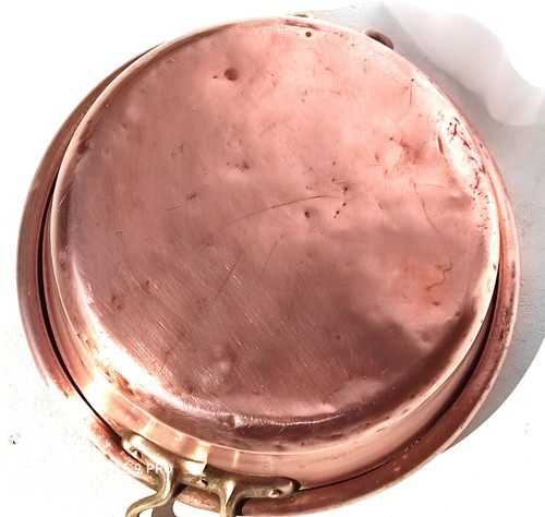 Vintage 14.6in French Copper Jam Pan Made in France Bronze Handles Stamp 7.7lbs - Picture 20 of 24