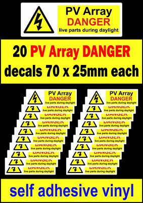 Pv Array Danger Live Parts Solar Warning Label Stickers Dc High Voltage Decal Ebay