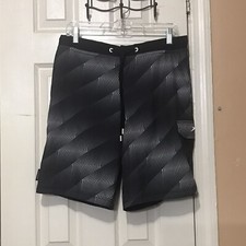 Speedo Boardshorts Men Size 32 Gray Black Swim Trunks Shorts