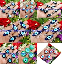 Good Luck Evil Eye Gemstone Pendants Lot 925 Sterling Silver Plated Gift Jewelry