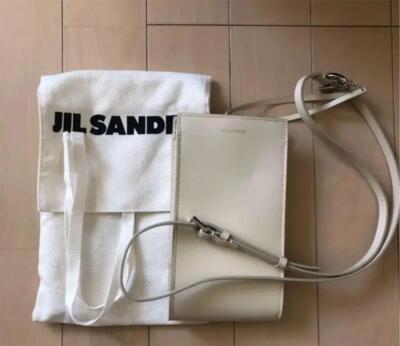 JIL SANDER Leather Women's Mini Shoulder Bag Light Gray USED