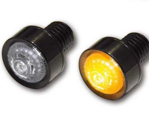 HIGHSIDER LED-Blinker MONO klar, M10x1,5, Alu, schwarz, 18mm
