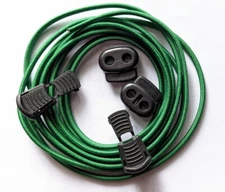 No Tie KELLY GREEN Elastic Shoelace Lock Laces Shoe Strings Locking Toggle