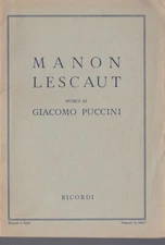 PUCCINI 1893 MEMORIES Manon Lescaut Opera Drama In Four Acts.