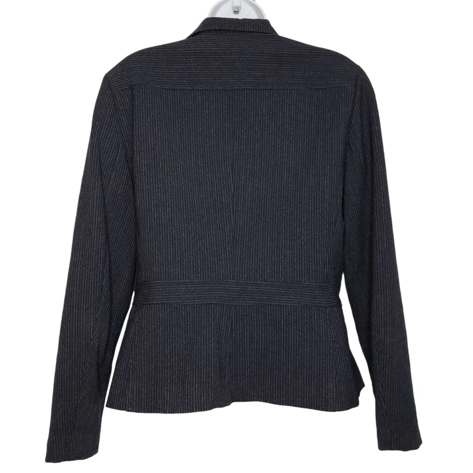 Chaqueta Blazer Signature by Larry Levine Mujer Mezcla Lana A Rayas Azul Talla 10 Foto 2 de 4