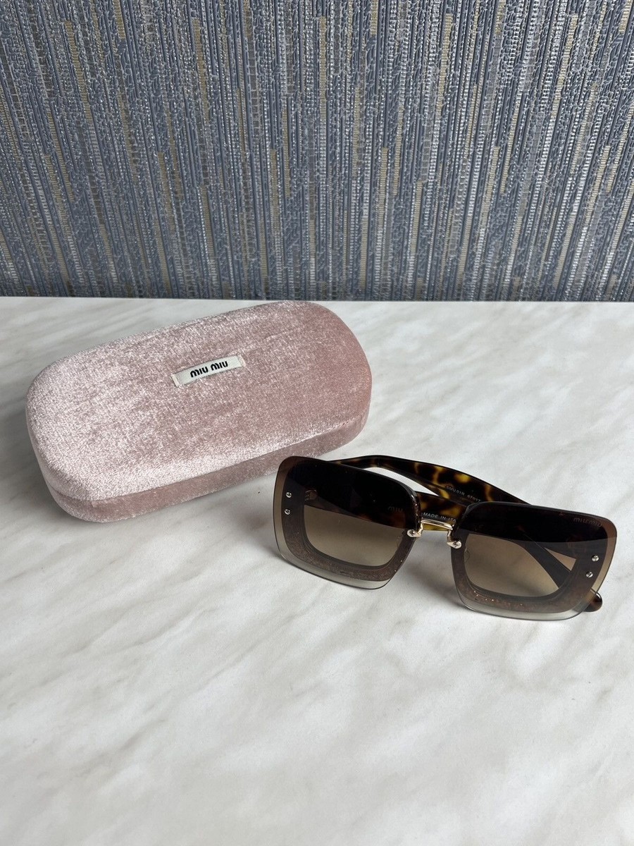 Miu Miu Reveal Sunglasses MIU MIU REVEAL MU10RS Gold Brown Glitter Oversized Fashion  main image 4