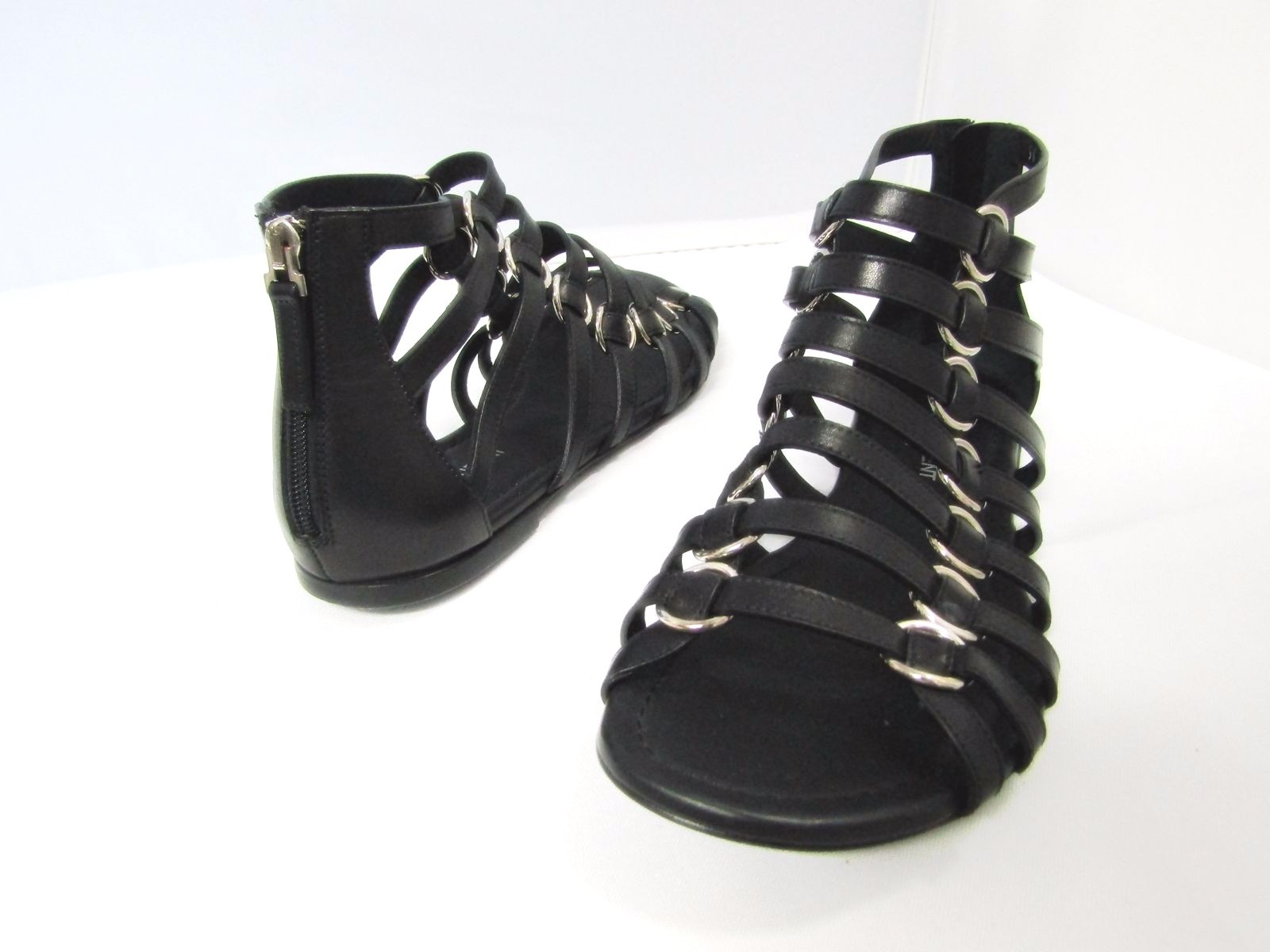 SANDALI BASSI SAINT LAURENT 36 6 NINA PELLE NERA GLADIATORE CINTURINO Scarpe