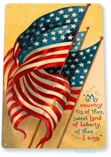 TIN SIGN My Country Tis-Of-Thee Flag Patriotic USA America Sign Decor B364