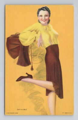 MUTOSCOPE Risqué Arcade Card Glamour Girls DAT-A-BLE  DeVorss 7D