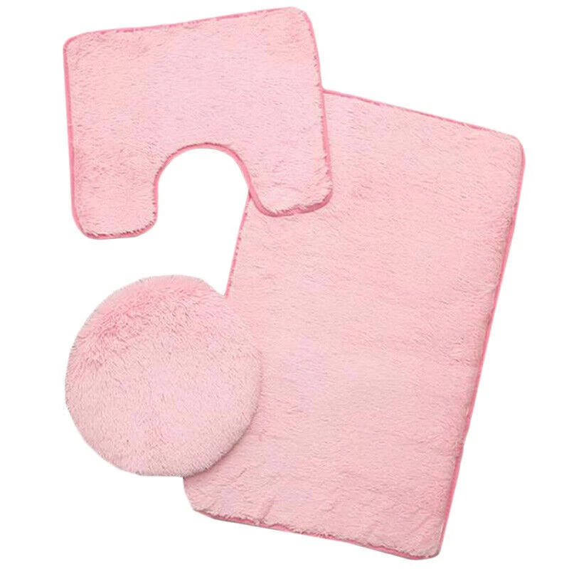 3 Teilig Set Badteppich Badematte Badvorleger Badgarnitur Duschvorleger Hänge DE - Bild 4 von 4