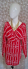 Immodel Women's Sweater Dress Sz M Red White Geometric Print Knit Long Sleeve 