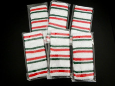COUVER Set of 6 Red Green White Stripe Cotton Sports Wristbands