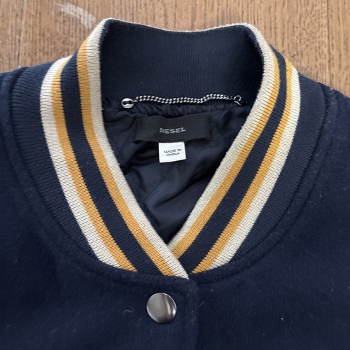 Diesel Wool Varsity Jacket J-petro Distressed Denim Sleeves Size Large - Picture 4 of 9