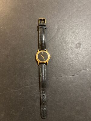 Movado Ladies Museum Gold Tone Black Dial Leather Swiss  display picture 1