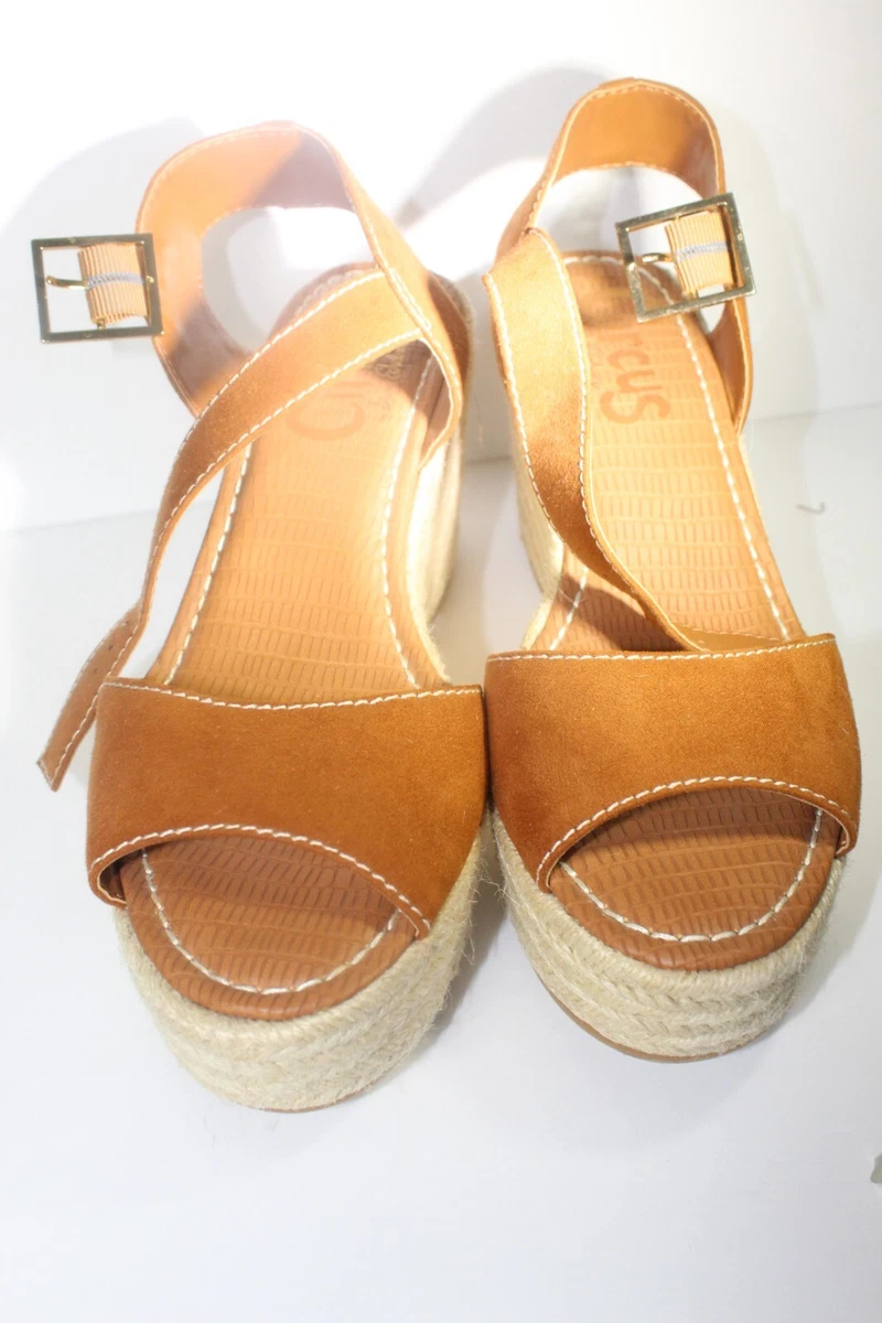 Circus Sam Edelman Brown Rope Wedge Heels Sandals Open Toe