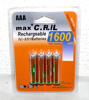 4St. AAA Aufladbare Akku Batterie NiMH 1,2V 1600mAh Camera Telefon RC Fahrzeuge