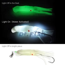 Dr.Fish Saltwater LED Fishing Lures Lighted Squid Baits Deep Drop Tuna Lead Rig