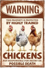 Funny Chicken Retro Tin Metal Signs 8x12 In, Warning This Property Is Pro