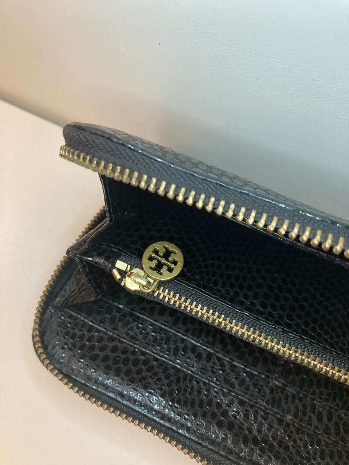 Tory Burch Black Python Embossed Ziparound Contin… - image 9