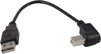 YCS Basics Black 6 Inch USB 2.0 High Speed Printer/Scanner Right Angle Cable