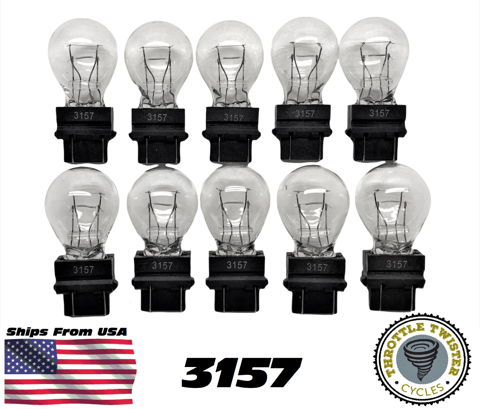 10 Pack 3157 Clear Tail Signal Brake Light Bulb Lamp - FAST USA Shipping