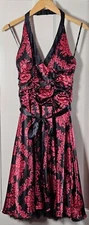 FairyGoth Dress XOXO Collection Junior Size 3 Red Black Silky Halter Lace Coquet